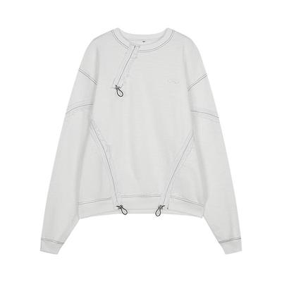 SLY2024冬季新品美式慵懒风不规则抽褶圆领套头卫衣030HAR80-4791