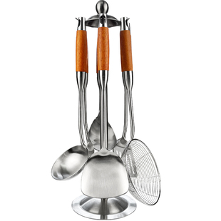 锅铲套装304不锈钢厨房厨具煎铲漏勺汤勺家用炒菜的铲子勺子七件