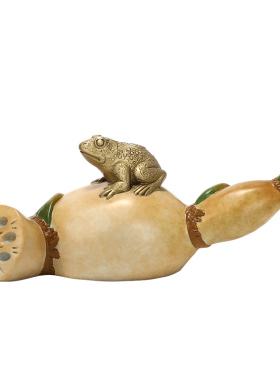 北将全铜摆件《莲藕蛙》居家中式