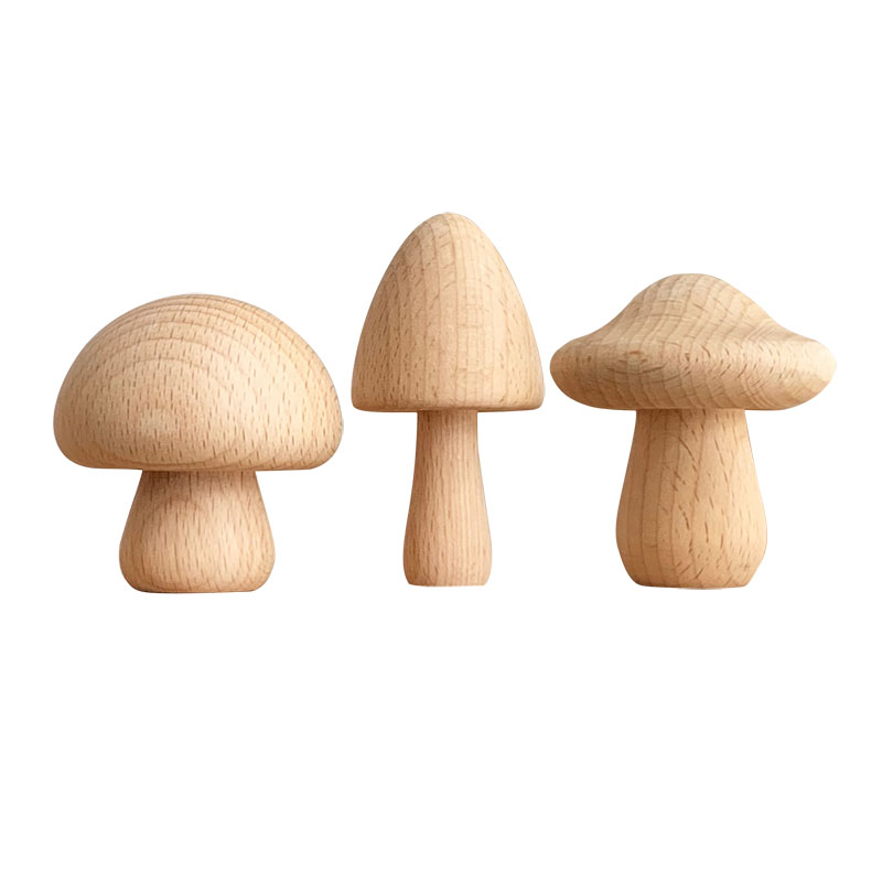 实木日系可爱风蘑菇柜子装饰品