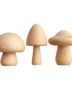 实木日系可爱风蘑菇柜子装饰品