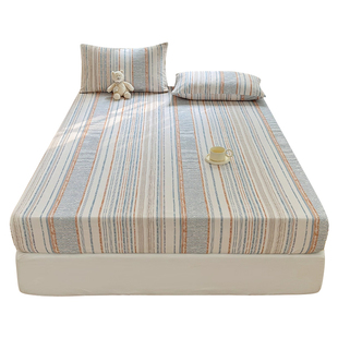 无印良品老粗布纯棉床笠单件全棉床单夏季A类单双人宿舍床盖罩