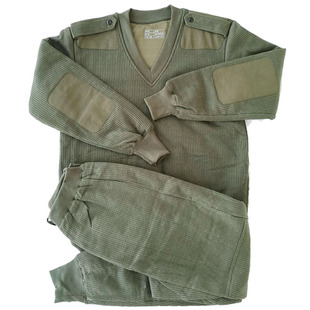 库存全新03针织绒衣裤双层保暖防寒加厚户外居家V领秋冬男套装