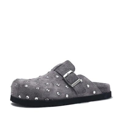 BellaLily春季新款慵懒风勃肯鞋女精致水钻半拖外穿包头拖鞋