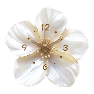 奶油风餐厅挂钟装饰画2026新款客厅电视背景墙挂画蝴蝶花卉带钟表