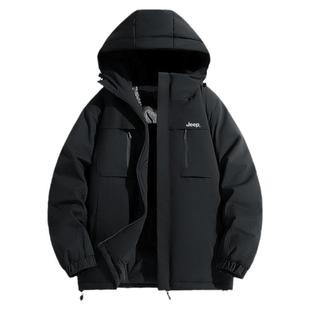 Jeep吉普官方棉服男士冬季2025新款加厚棉袄冬装保暖连帽防风外套