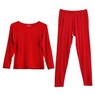 格凯女士超微轻羽衣恒温发热保暖内衣中厚磨毛大圆领花边秋衣秋裤