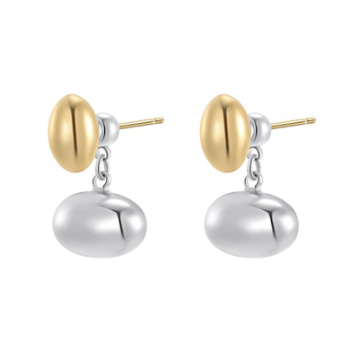 金银撞色豆子耳钉女小众简约高级