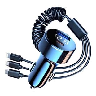 一拖三超级快充车载充电器手机点烟器转换插头车充汽车用usb接口