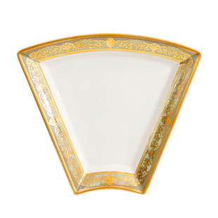 浮雕金扇形盘拼盘骨瓷上档次圆桌餐具酒店别所餐具菜盘年夜饭餐盘