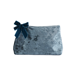 YesMyLord丝绒化妆包雾霾蓝化妆品收纳袋蝴蝶结高级感ins原创小众