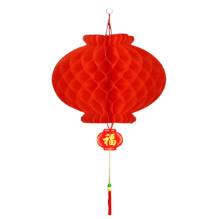 喜庆春节加厚红灯笼蜂窝塑纸连串灯笼户外装饰防水防晒垂挂挂树