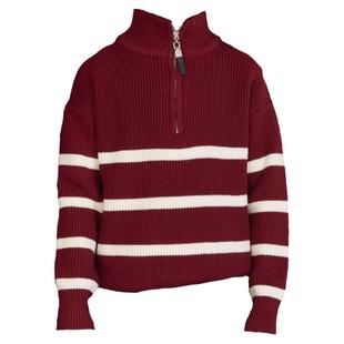 高端亲子装红色条纹毛衣一家三口四口冬装母女母子马年新年针织衫