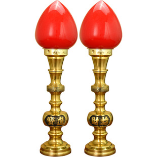 黄铜财神灯招财进宝大波灯供佛神台灯led电蜡烛仙堂插电佛前家用