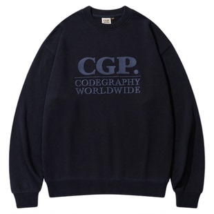 Codegraphy韩国男士25冬季简约圆领印花方形标志卫衣MUSINSA