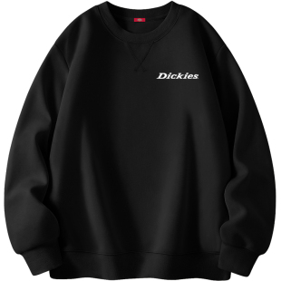 Dickies男士圆领卫衣2026年春季新款黑色经典小logo印花休闲上衣A