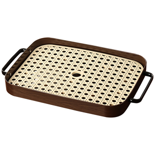 中古风茶盘沥水茶杯托盘长方形水果盘客厅轻奢家用小型水杯放置盘