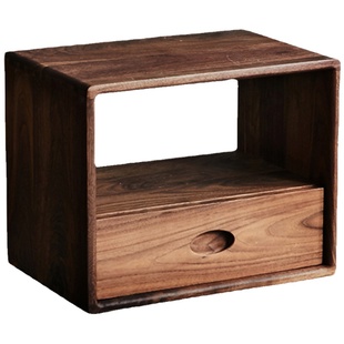 北欧实木矮书柜胡桃色自由组合格子柜日式落地书架客厅置物架收纳