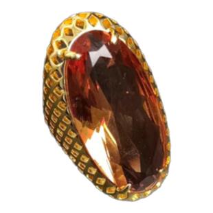 土耳其变色石苏丹石镀18K金活口戒指法式vintage女首饰品个性简约