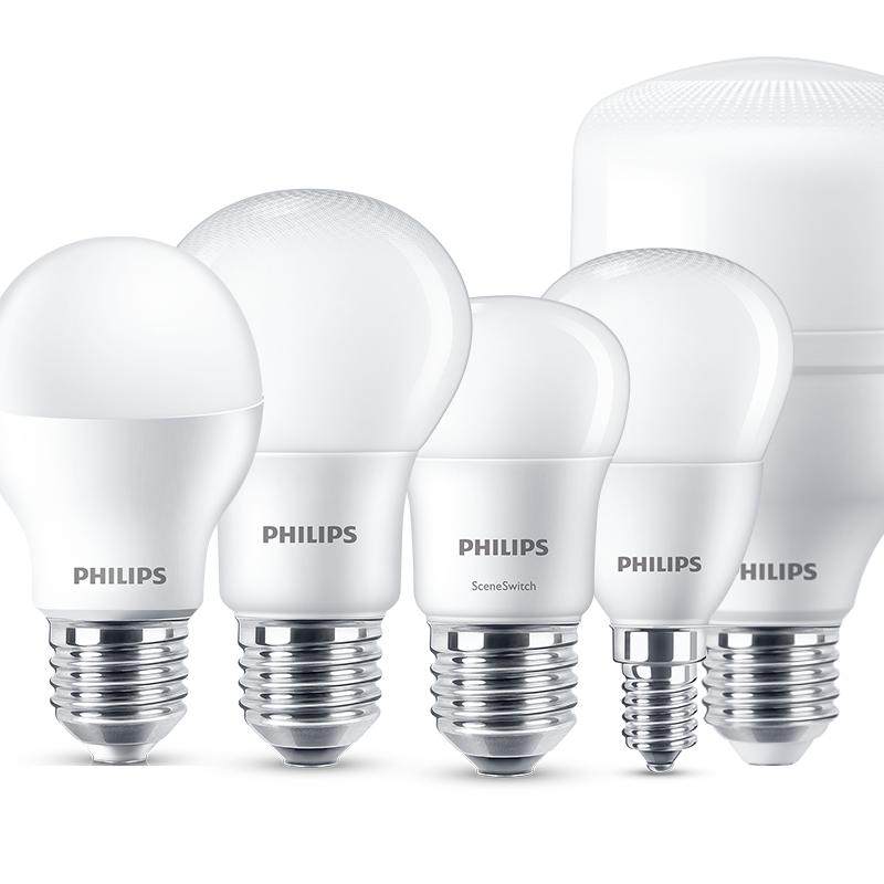 飞利浦led灯泡E27螺口家用吸顶灯泡暖白光e14超亮节能护眼电灯泡