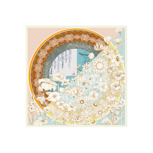 宝石蝶真丝方巾丝巾妈妈款送长辈礼物桑蚕丝披肩围巾外塔礼盒装