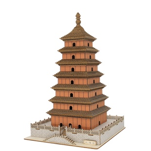 木质手工3d立体拼图木制益智拼装模型玩具儿童智力木板大雁塔积木