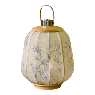 充电触摸无线手提灯笼布艺台灯中式复古床头氛围高级感书法led灯