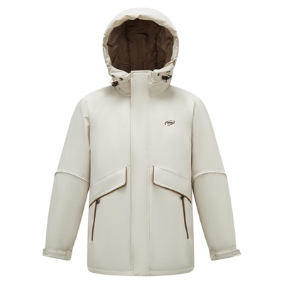 森马宽松连帽外套中长款羽绒服男