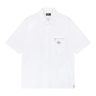 FENDI芬迪 春夏男士日常通勤logo印花短袖衬衫衬衣银泰 301604