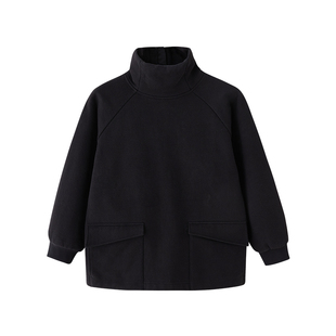 enhenn儿童重磅高领卫衣纯棉2025新品春装男童长款上衣女童外套