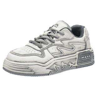 马克华菲休闲板鞋男2026新款春季透气男鞋增高休闲鞋男款冲孔潮鞋