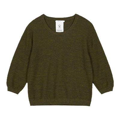 环保棉竹节纱针织七分袖套头衫