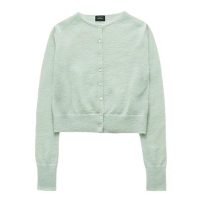 【现货】韩国八奶theBarnnet夏季简约纯色显瘦圆领短款针织开衫女