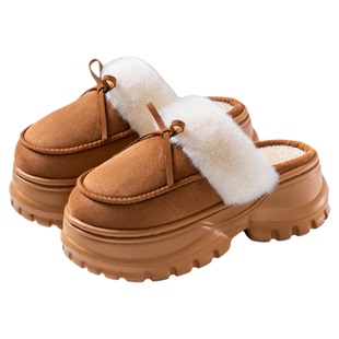 厚底增高棉拖鞋女款秋冬季居家外穿2025新款防滑加绒保暖毛绒棉鞋
