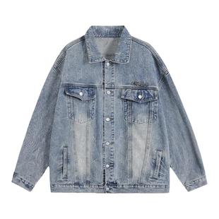 MANYSTON美式高街男生外套春秋季潮牌欧美街头情侣装休闲牛仔夹克