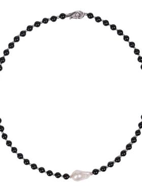 WY天然淡水巴洛克黑玛瑙项链时尚