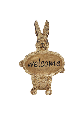 法式民宿树脂小兔欢迎字牌玄关