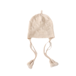 春秋冬山羊绒保暖女钩花帽子流苏镂空头巾帽针织冷帽羊毛亲子帽