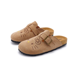 三丽鸥正版勃肯鞋女款厚底刺绣可爱秋冬加绒hellokitty半拖鞋外穿