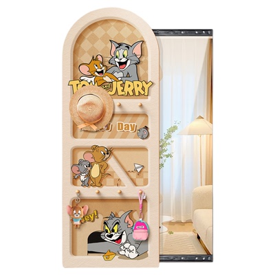 奶油风隐形推拉全身镜