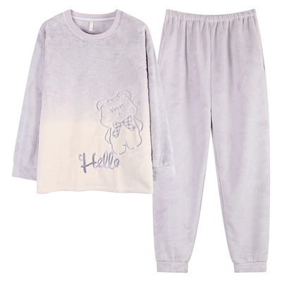 浪莎法兰绒睡衣情侣保暖冬套装