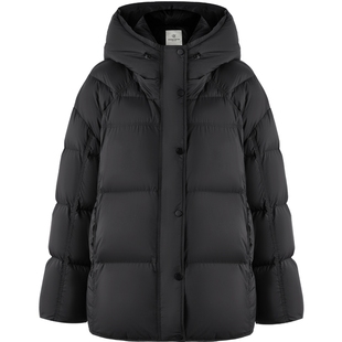 秋水伊人简约百搭连帽羽绒服2025年冬季新款时尚通勤轻便抽绳上衣