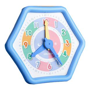 得力钟表模型小学教具 一二年级小学生学习认识时间12/24小时三针联动数学时钟教具钟面学具儿童学时钟教学用