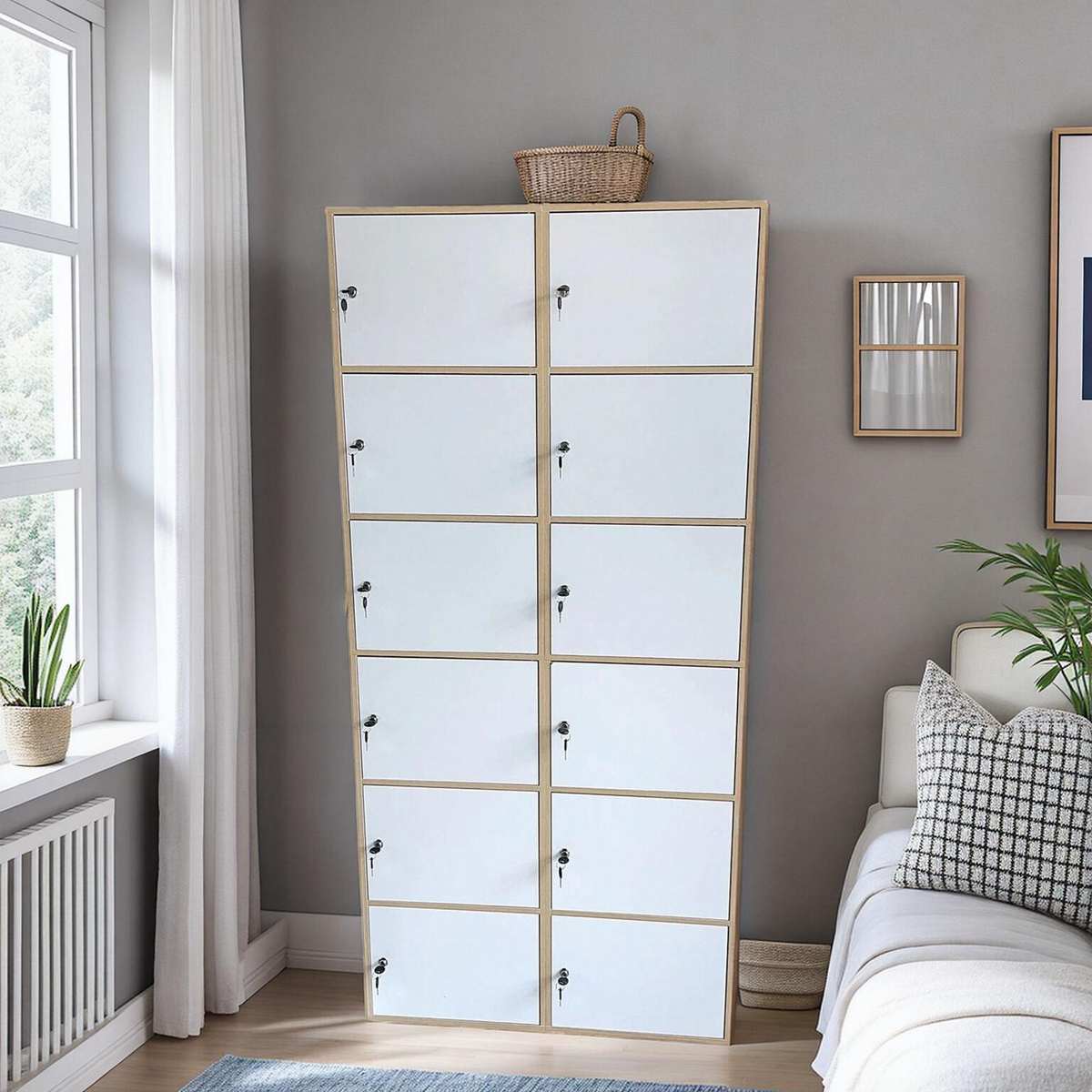 包邮加大全带锁木质柜子储物柜带门自由组合简易书柜书架收纳置物