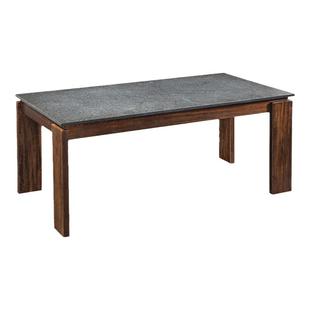 楷模-阿肥餐桌椅组合胡桃木饭桌新中式火烧石简约