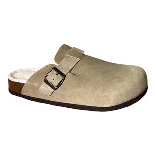 外贸包头拖鞋大码男女勃肯鞋毛毛拖一脚蹬半拖乳胶减震外穿反绒皮