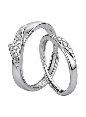 顺钦银楼S925纯银螭龙开口对戒