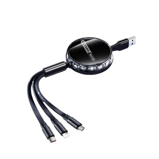 240W车载充电线三合一数据线快充伸缩手机6a一拖三typec适用苹果安卓华为OPPO小米vivo伸拉线多功能三头通用