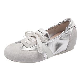 达芙妮夏天芭蕾德训鞋女2025新款软底小白鞋透气阿内增高甘休闲鞋