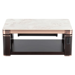 航火电暖炉岩板语音升降茶几家用长方形烤火桌取暖桌电烤炉电暖桌